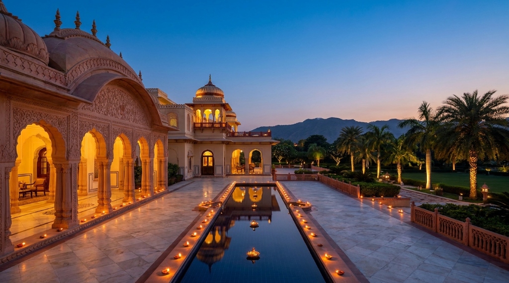 The Aravali Palace at twilight